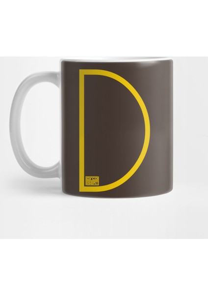 Letter D Simple Thin Clean Minimalist Line Initial Kupa Bardak