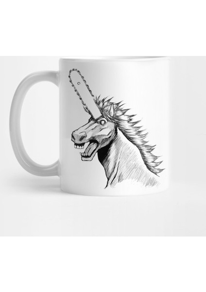 Chainsaw Unicorn - Black Line Art Version Kupa Bardak