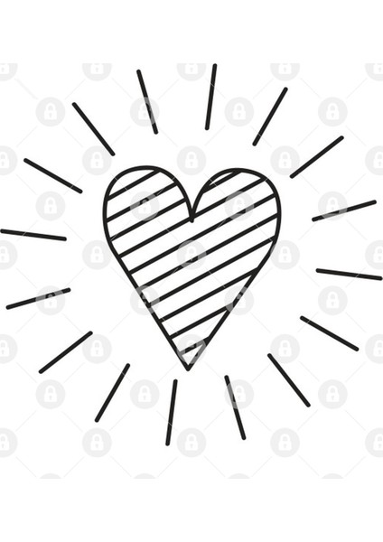 Line Art Love Heart Sketch Kupa Bardak