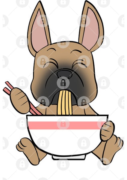 Funny Fawn French Bulldog Kawaii Ramen Kupa Bardak