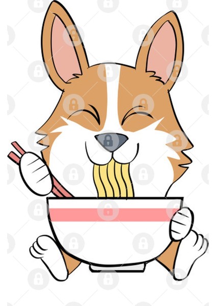 Funny Corgi Kawaii Ramen Kupa Bardak