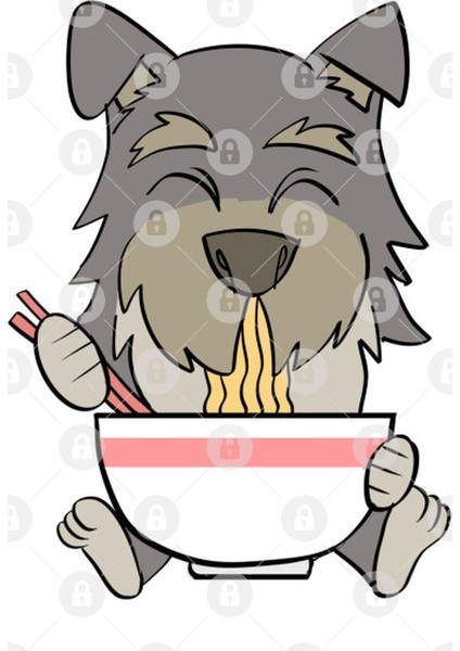 Funny Schnauzer Kawaii Ramen Kupa Bardak