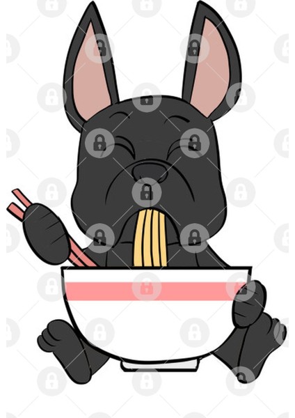 Funny French Bulldog Kawaii Ramen Kupa Bardak