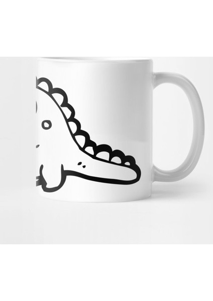 Cute Dinosaur Kawaii Line Art Kupa Bardak