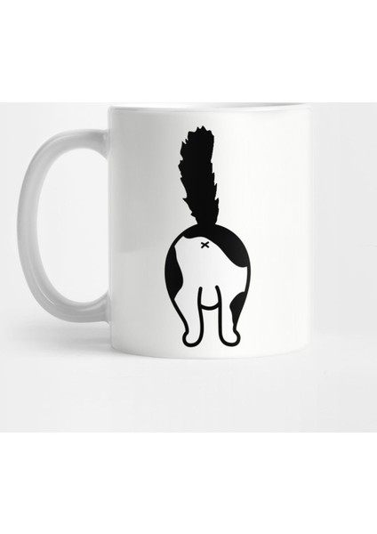 Cat Butt Black And White Wth Fluffy Tail Kupa Bardak