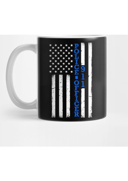 Thin Blue Line Police Officer Flag Kupa Bardak