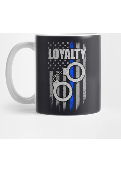 Thin Blue Line Flag Loyalty Handcuffs Kupa Bardak