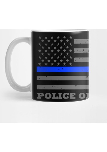Police Officer Thin Blue Line Flag Kupa Bardak