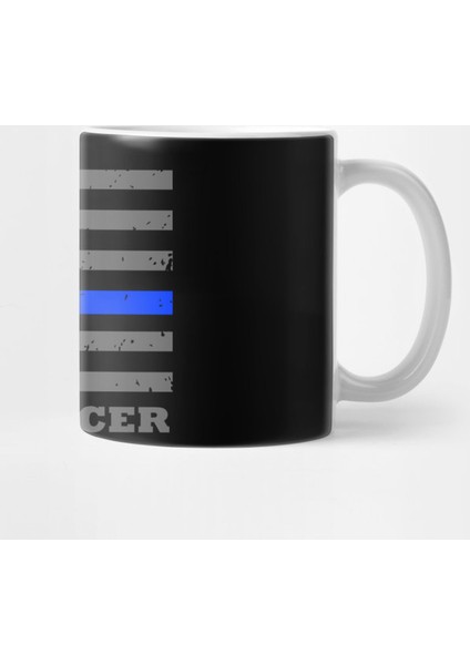 Police Officer Thin Blue Line Flag Kupa Bardak