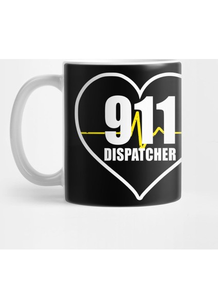 911 Dispatcher Heart Thin Gold Line Kupa Bardak