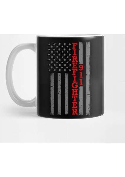Firefighter Thin Red Line Flag Kupa Bardak