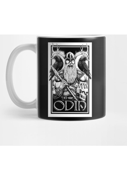 Odin – The All Father - Black And White Kupa Bardak