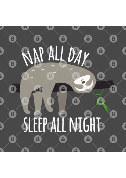 Funny Sloth Graphic, Nap All Day, Sleep All Night Kupa Bardak