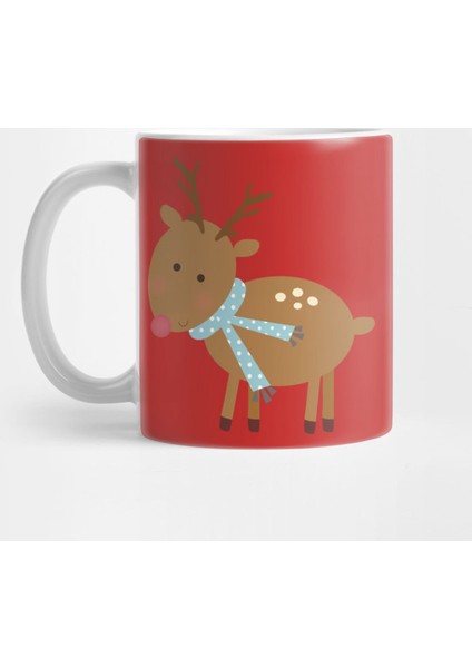 Reindeer Wearing A Scarf Kupa Bardak
