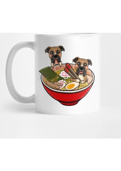 Boxer Dog Japanese Ramen Kupa Bardak