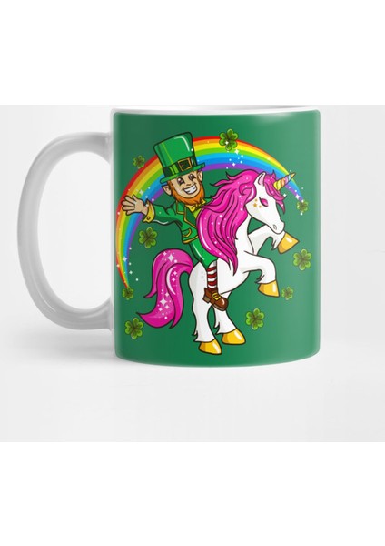 St Patricks Day Leprechaun Riding Unicorn Kupa Bardak