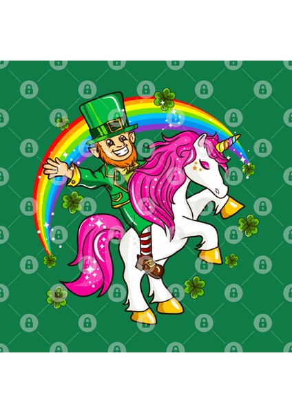 St Patricks Day Leprechaun Riding Unicorn Kupa Bardak