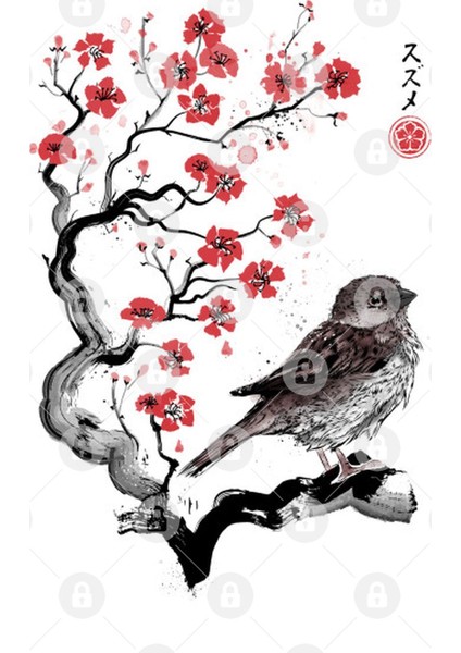Little Sparrow Sumi-E Kupa Bardak
