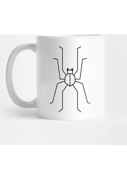 Trendy One Line Geometric Design Of Spider Kupa Bardak