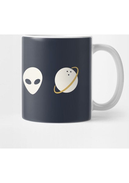 Retro Minimal Ufo Sci Fi Kupa Bardak