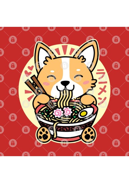 Corgi Eating Ramen Cute Kawaii Noodles Kupa Bardak