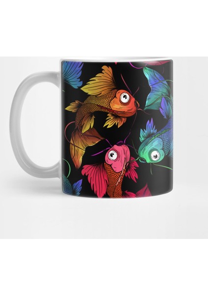 Drunken Koi Fish Comic Pattern Kupa Bardak