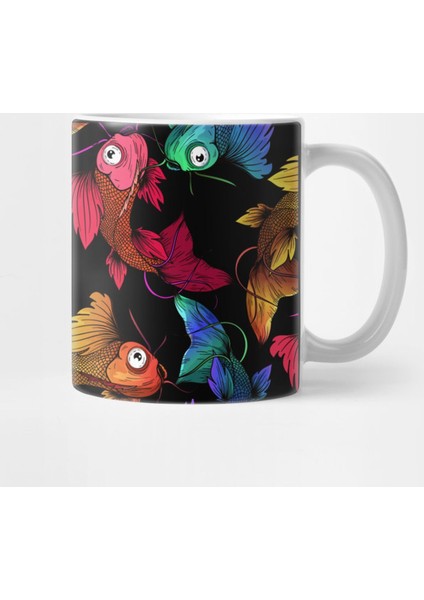 Drunken Koi Fish Comic Pattern Kupa Bardak