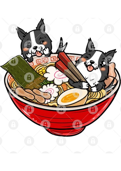 Border Collie Japanese Ramen Kawaii Kupa Bardak