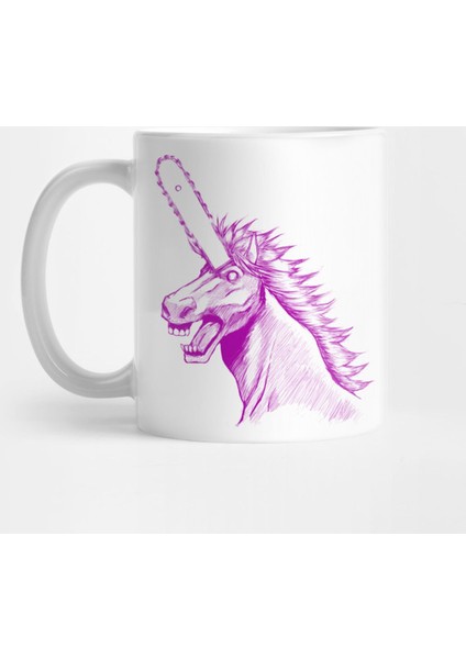 Chainsaw Unicorn - Neon Pink Line Art Version Kupa Bardak