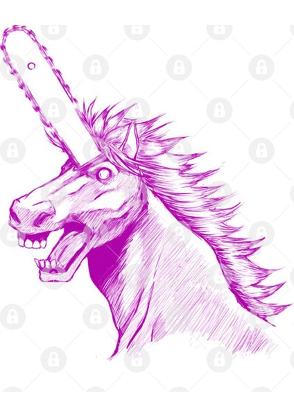 Chainsaw Unicorn - Neon Pink Line Art Version Kupa Bardak