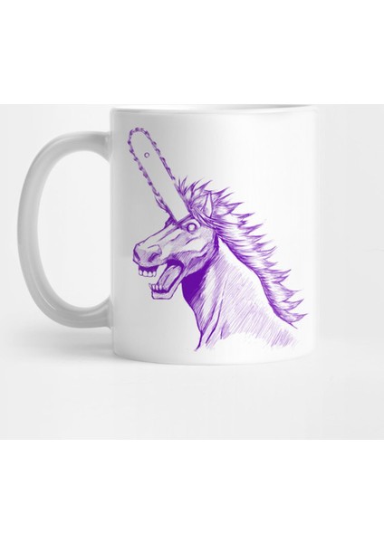 Chainsaw Unicorn - Purple Line Art Version Kupa Bardak