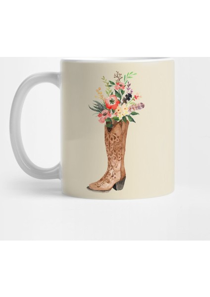 Boho Style Floral Boot Kupa Bardak