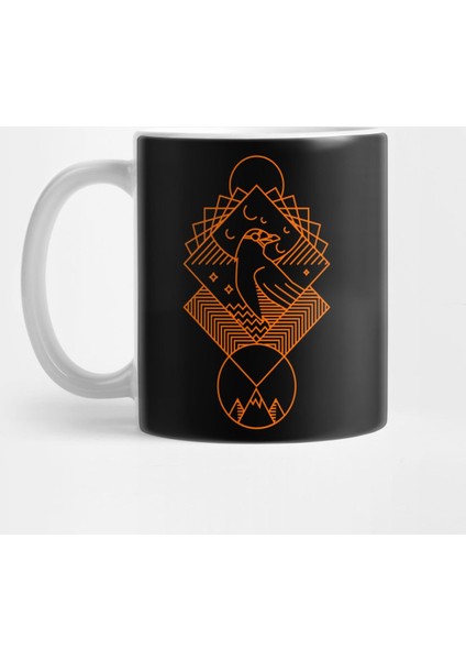 Odin Crow - Minimalist Line Art Design Kupa Bardak