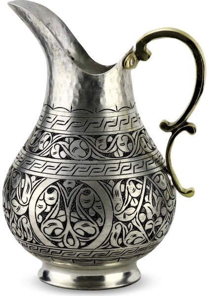 Keski İşlemeli Kalaylı Bakır Sürahi