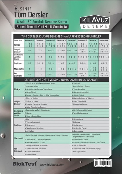 6.sınıf Tüm Dersler Kılavuz Deneme