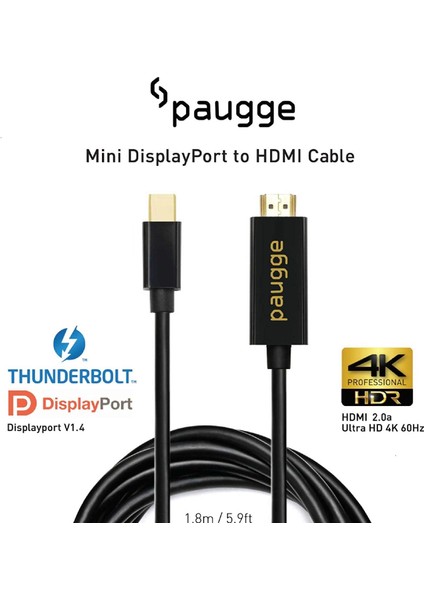 4K 60 Hz Ultra HD 3840×2160 Thunderbolt 2 Destekli Mini Displayport to HDMI V2.0 Adaptör Kablo fiyatları