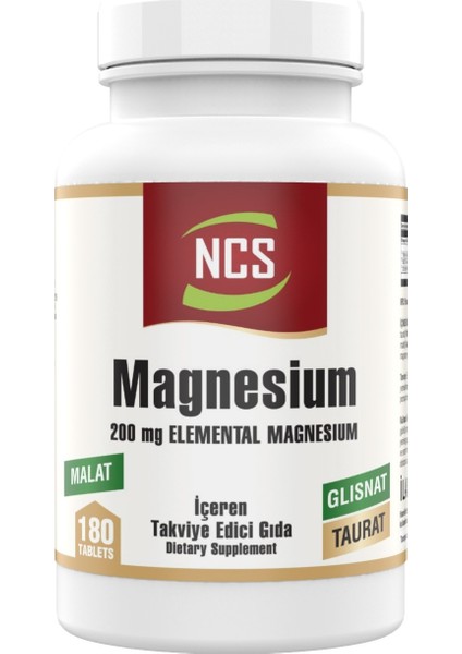 Magnezyum Bisglisinat Taurat Malat 200MG 180 Tablet
