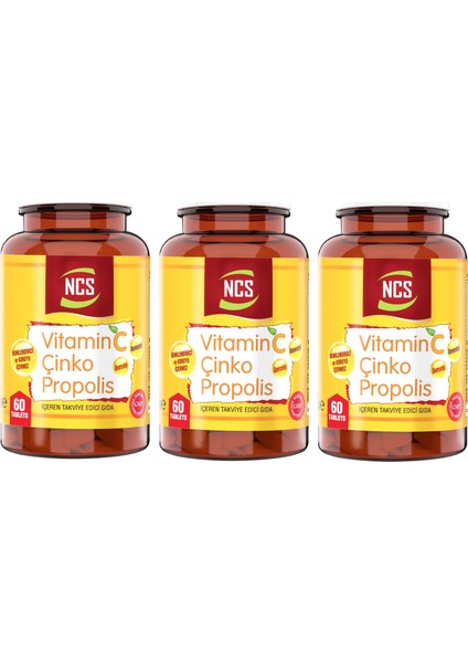 Vitamin C Çinko Propolis 60 Tablet 3 Kutu
