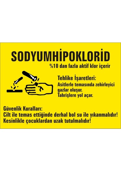 Sodyumhipoklorid Galvaniz Uyarı Levhası 17,5 x 25 cm