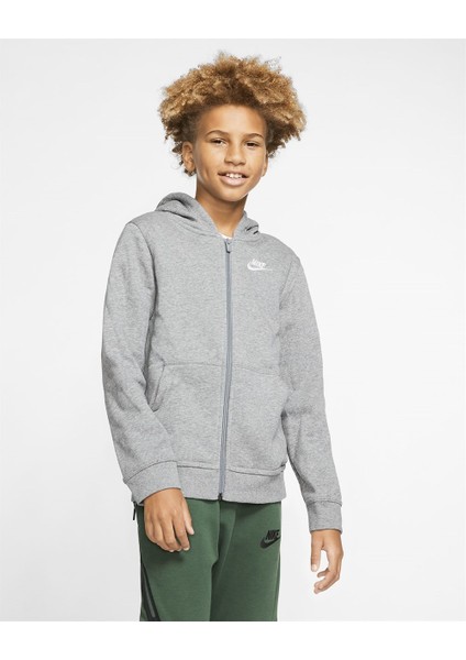 BV3699-091 B Nsw Hoodie Fz Club Erkek Çoçuk Kapüşonlu Üst Sweatshirt