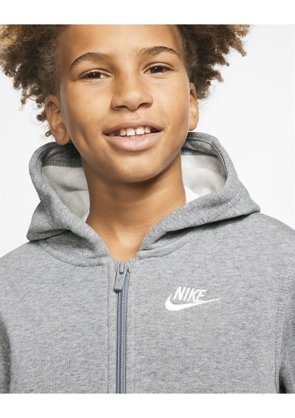 BV3699-091 B Nsw Hoodie Fz Club Erkek Çoçuk Kapüşonlu Üst Sweatshirt modelleri