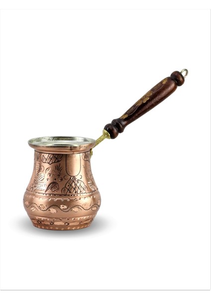 Gül Çiçek Eskitme Bakır Sütlük Cezve