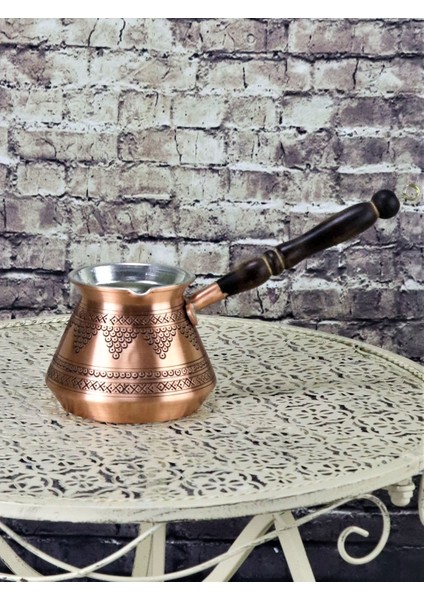 Kalın Topak Üzüm Işlemeli Bakır Cezve 5 Fincanlık fiyatları