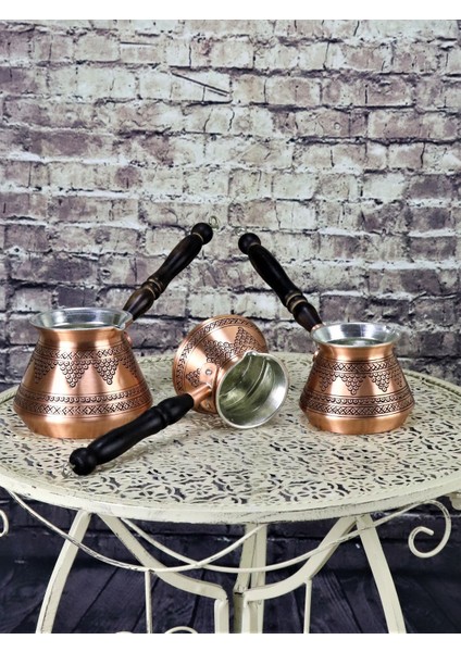 Kalın Topak Üzüm Işlemeli Bakır Cezve 5 Fincanlık indirimleri