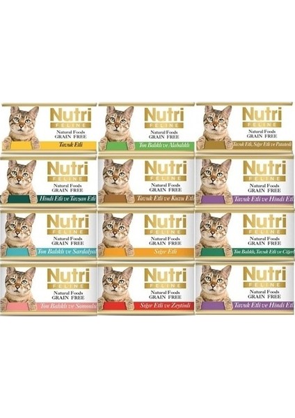 Tahılsız Kedi Konserve Karışık Ekonomik Paket x 12'li