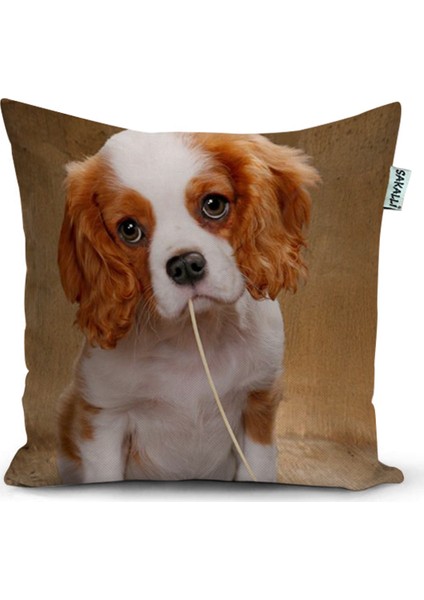 Köpek Desenli 3D Baskılı Dekoratif Kırlent Kılıfı