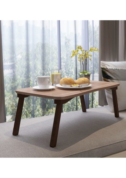 Laptop Sehpa Çalışma Kahvaltı Masası Ceviz