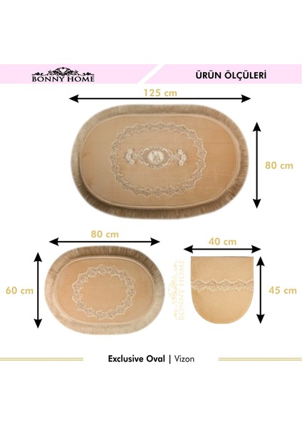 Exclusive Oval Vizon 3lü Klozet Takımı Çeyizlik Banyo Halısı Paspası Seti modelleri