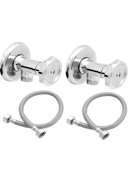 Klozet Montaj Seti 70 cm Flex Hortum Taharet Ara Musluk 2'li