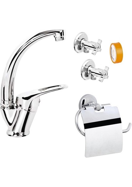 Lavabo Batarya Seti+ Kapaklı Kağıtlık Seti